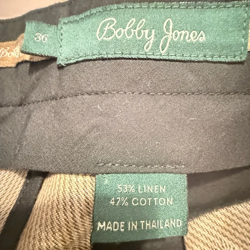 Bobby Jones Brown/Khaki micro stripe Linen/Cotton Golf Chino Pants Size 36
